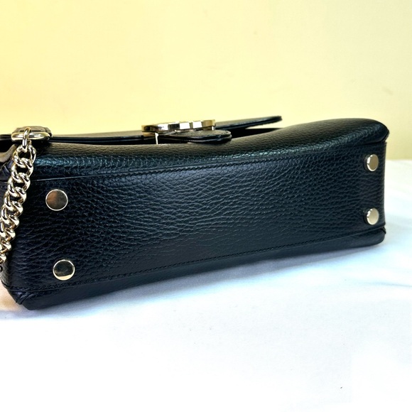 Gucci Interlocking G grained calfskin gold HDW top handle detachable strap COA - Picture 8 of 17